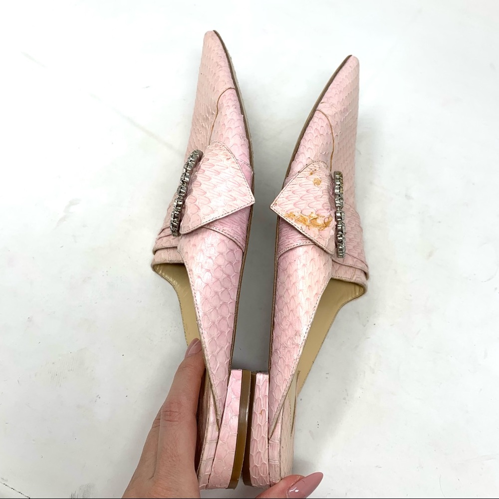 Liudmila python leather pink pointed toe mules loafers size 40 - Picture 7 of 10